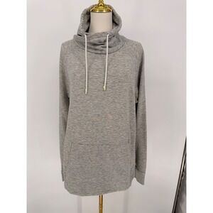 H M Women Heather Gray Cowl Neck Long‎ Sleeve Kangaroo Pocket Sweatshirt Size L